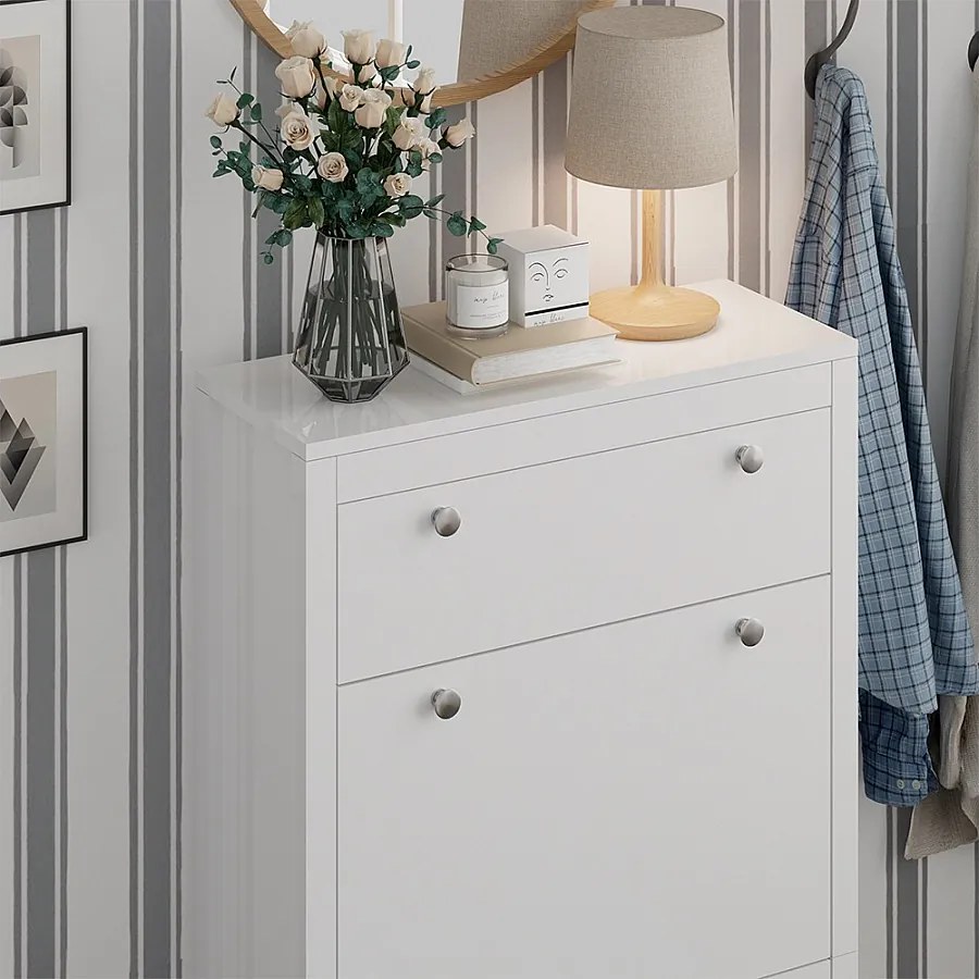 Szafka na buty biały 60x23.5x115 aron