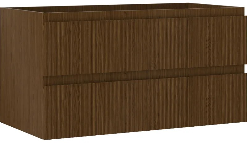 Mexen Rivel szafka łazienkowa podumywalkowa 90 cm, 2 szuflady, ryflowana , orzech - 91A20-09047-2-BFF86
