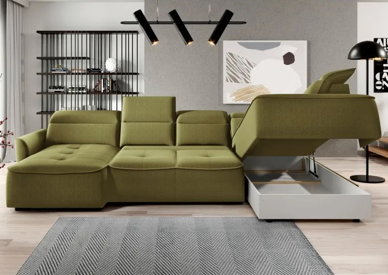 Narożnik MURILLO XL z elektryczną regulacją siedziska Prawostronny w tkaninie VOUGE 10 WERSAL