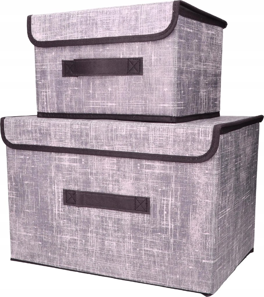 Organizery tekstylne granatowe 38x25x23 cm + 26x20x16cm komplet z pokrywami