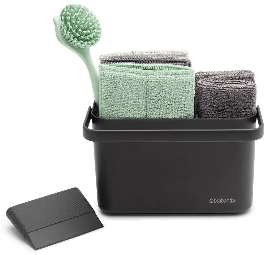 Ciemnoszary zestaw do mycia naczyń z plastiku z recyklingu SinkSide – Brabantia
