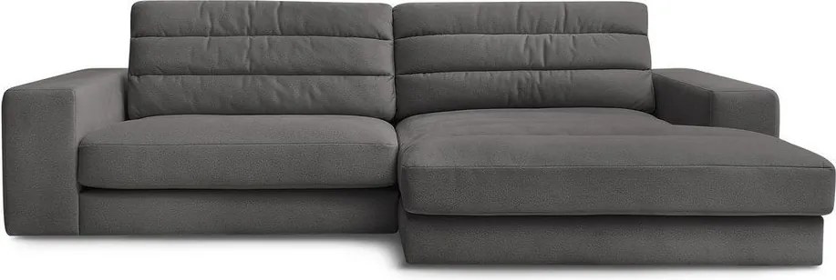 Antracytowy aksamitny narożnik (prawostronny/z szezlongiem) Sierra – Bobochic Paris