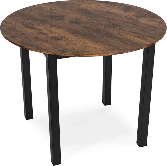 Stół Okrągły TEO 100 cm Dąb Rustykalny/Czarny do Jadalni Salonu Nowoczesny Loft