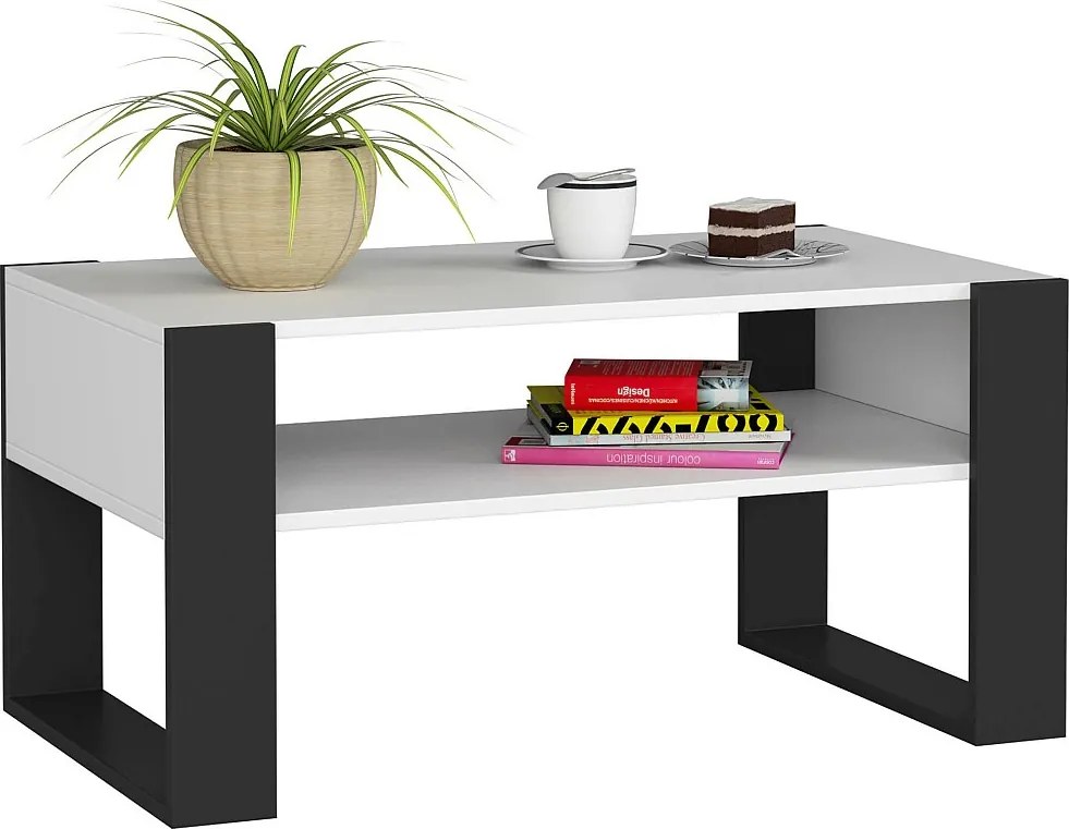 Stolik kawowy AKORD DOMI Biały 92 cm kolor Czarny mat 92x53x45 cm