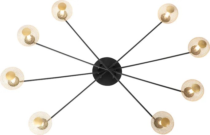 Nowoczesna lampa sufitowa czarna ze złotem 8-świateł - Athens Wire