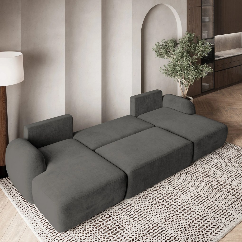 Masseno Narożnik SAVONA z funkcją spania i pojemnikiem na pościel Narozniki U, Rozkładana sofa - Szary, KRONOS 15
