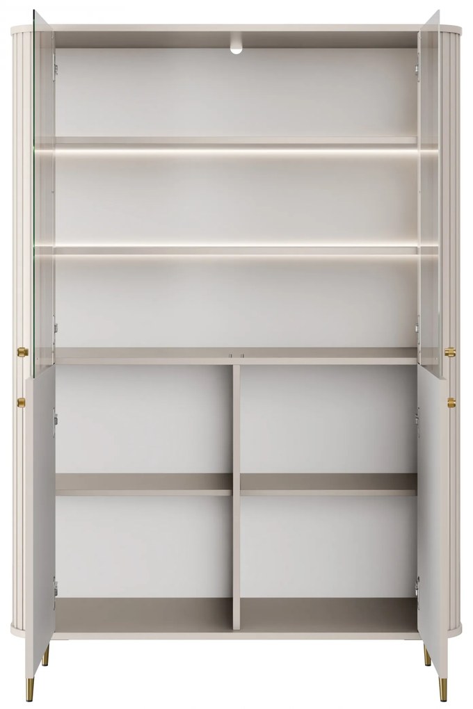 Witryna Vesper 103 cm czterodrzwiowa - kaszmir / złote nogi