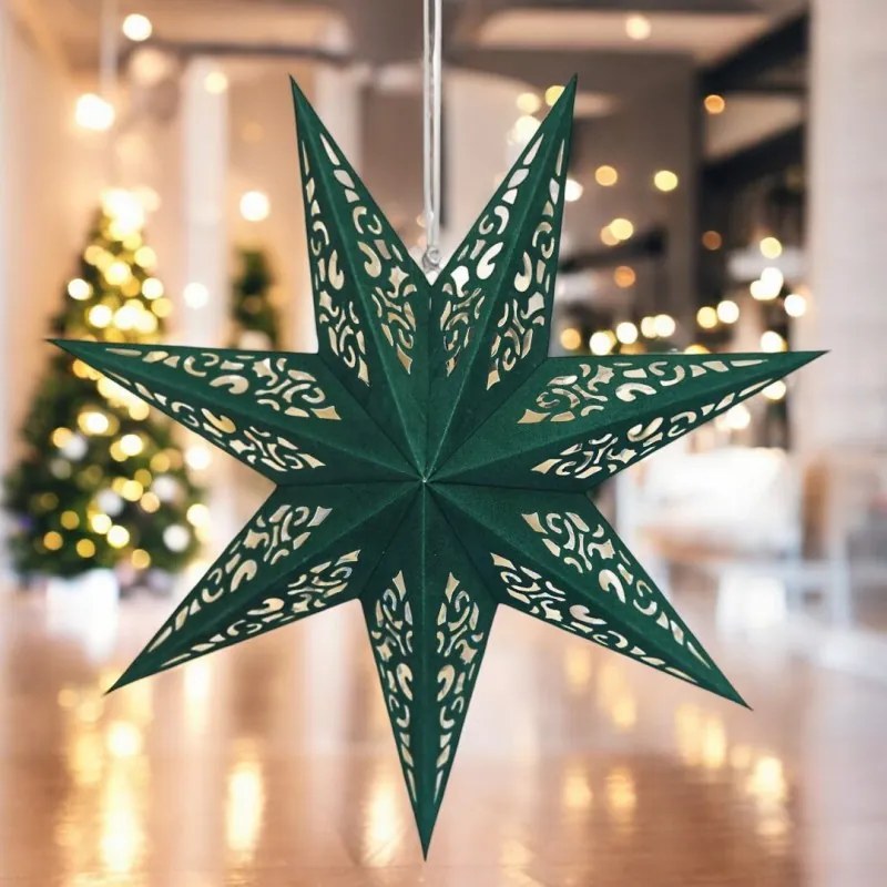 Gwiazda papierowa bożonarodzeniowa siedmioramienna STARLET DELUXE 45 cm, zielona