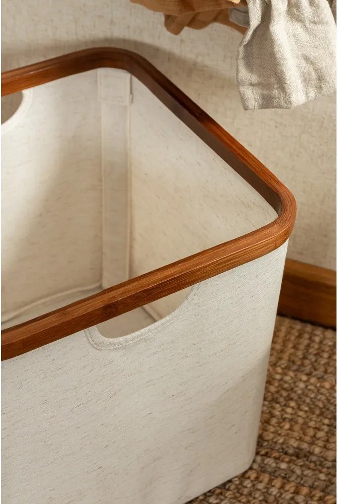 Kremowy tekstylny pojemnik 30x30x30 cm Bamboo/Linen Cube – Bigso