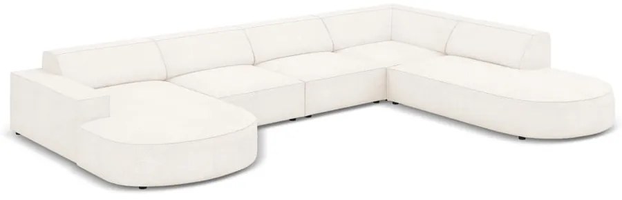 Beżowy narożnik (prawostronny) z materiału bouclé Jodie – Micadoni Home