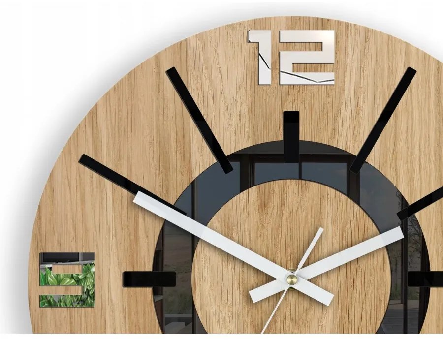 Zegar na ścianę nowoczesny drewniany z cichym mechanizmem okrągły solidny