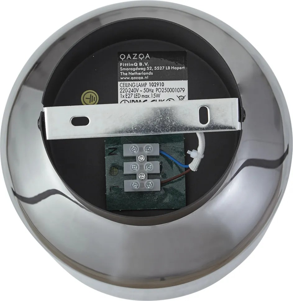 Nowoczesna lampa sufitowa czarna z przydymionym szkłem - Stiklo