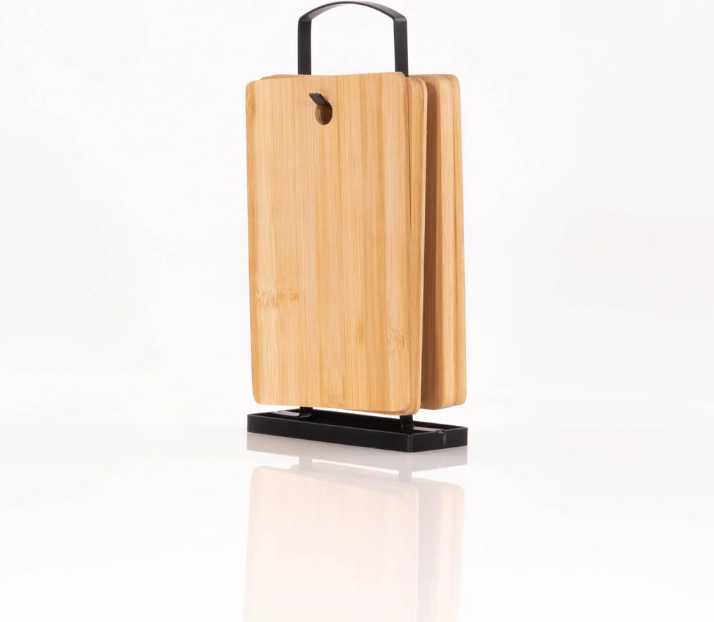 Deski do krojenia bambusowe, 6 sztuk na stojaku