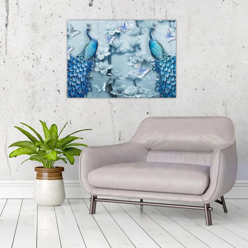 Obraz na szkle pawi (70x50 cm)