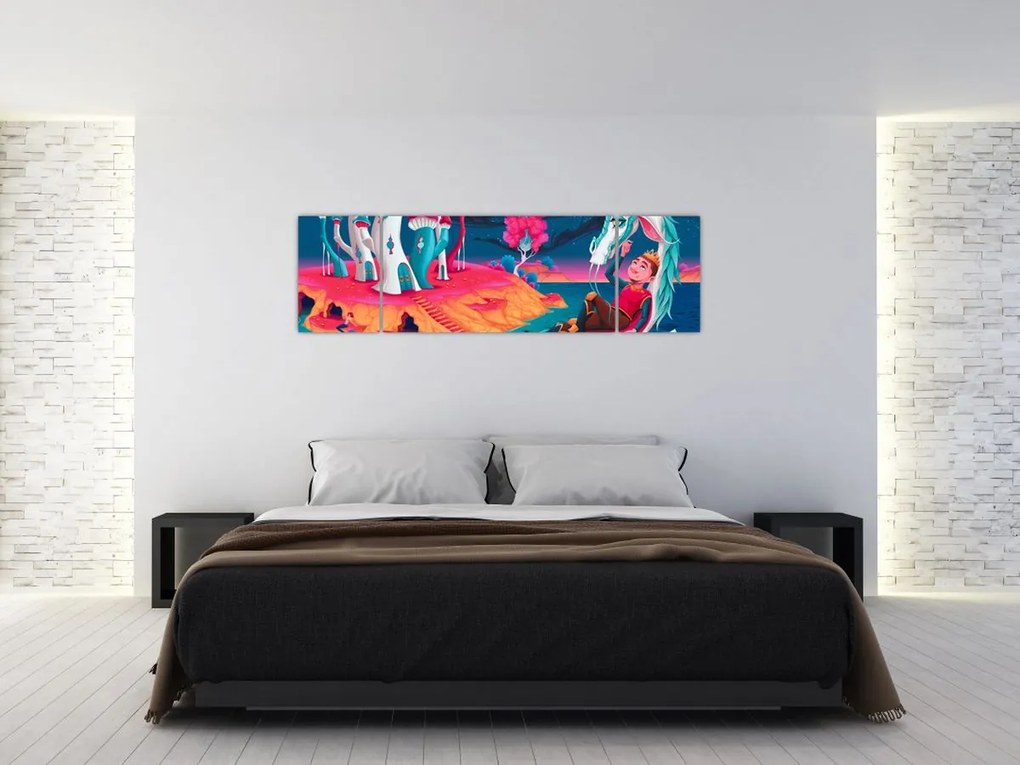 Obraz - Książę i smocza księżniczka (170x50 cm)