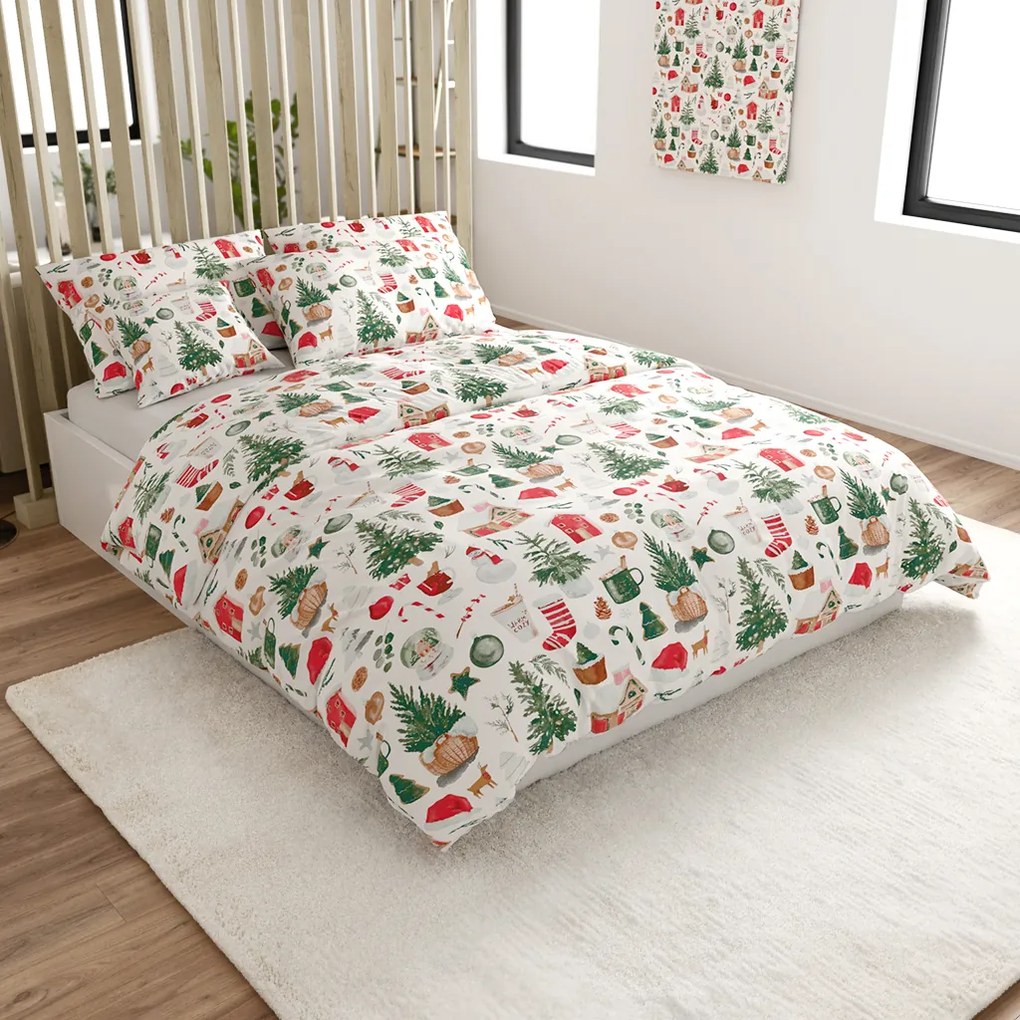 PrzytulneMieszkanie.pl PrzytulneMieszkanie.pl Bawełniana pościel MAGIC CHRISTMAS biała Rozmiar pościeli: 70 x 90 cm | 140 x 220 cm