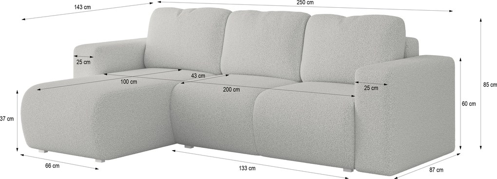Masseno Narożnik RINOVA z funkcją spania i pojemnikiem na pościel Narozniki L, Rozkładana sofa - Brązowy, QUELLE 25