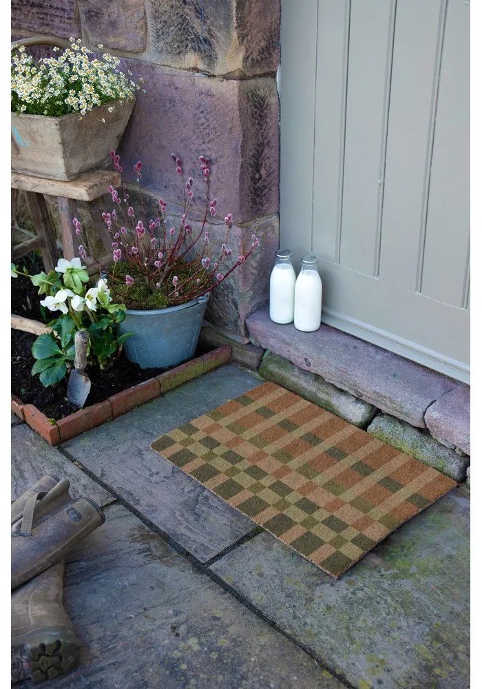 Wycieraczka z włókna kokosowego 40x60 cm Pink and Blue Check – Artsy Doormats