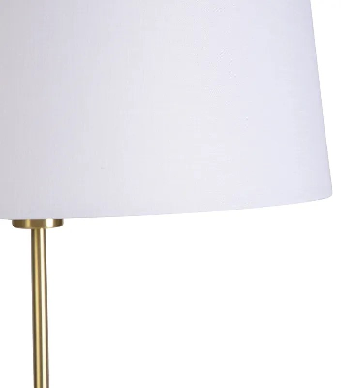 Lampa podłogowa złota/mosiężna z białym abażurem lnianym 45 cm - Parte Nowoczesny Oswietlenie wewnetrzne