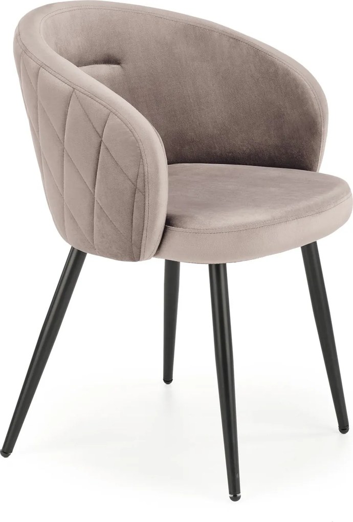 Velvetowy fotel do jadalni z podłokietnikami K430