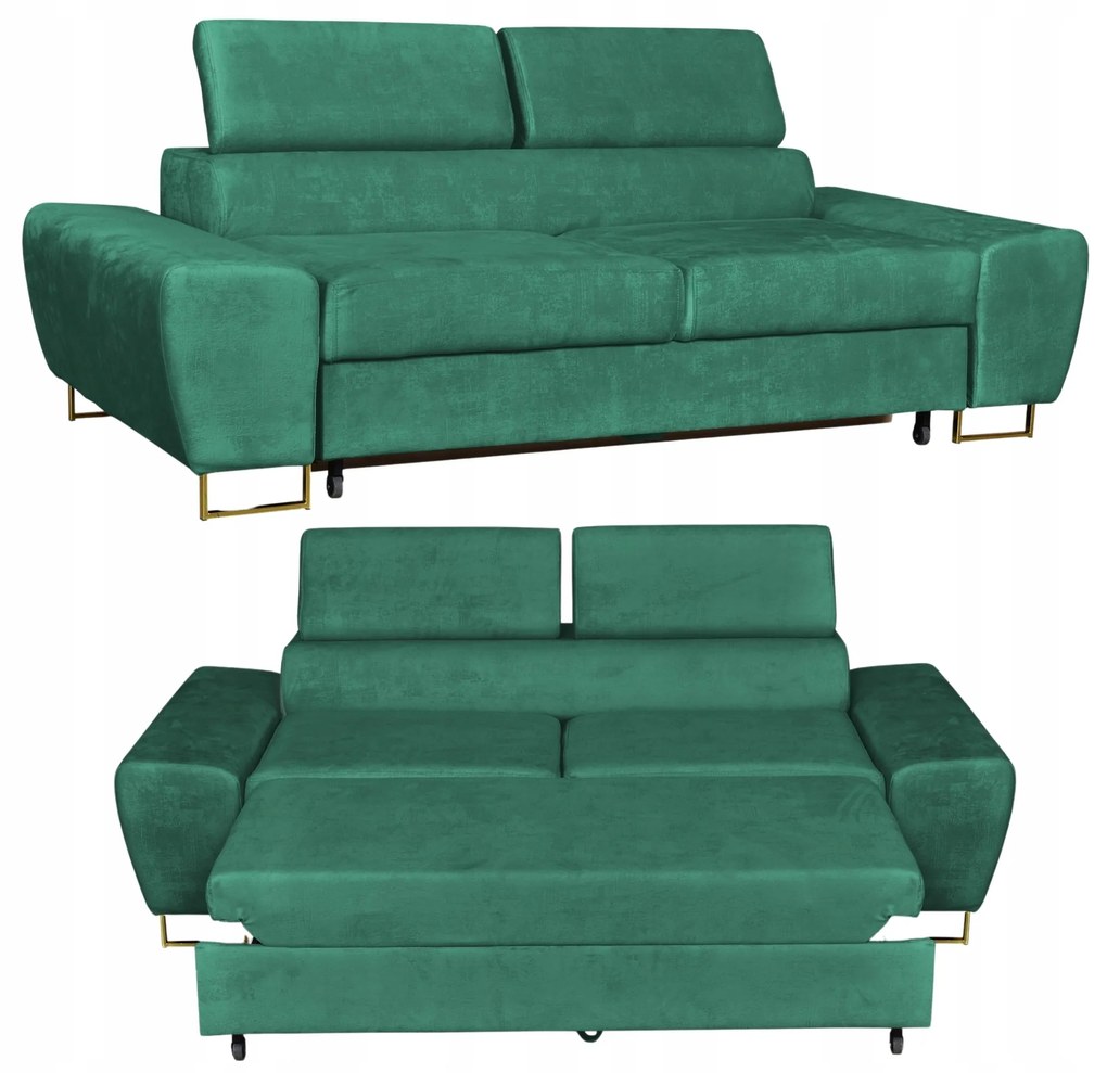 Sofa kanapa Bosso salon Family meble zielona welur reg zagłówek