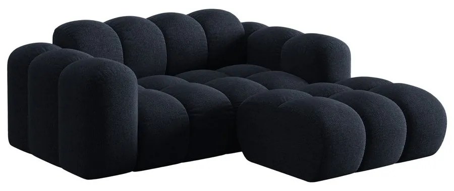 Ciemnoniebieski narożnik z tkaniny szenilowej (prawostronny/z szezlongiem) Treno – Cosmopolitan Design