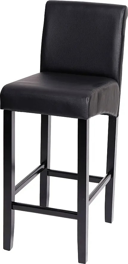 Stołek barowy MCW-C33,  czarny mat, ciemne nogi, imitacja skóry