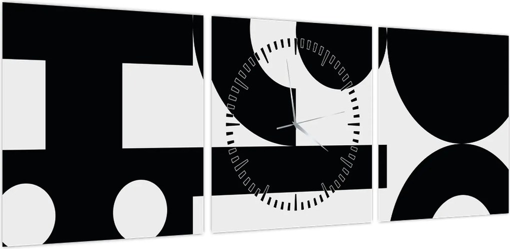 Obraz - Abstrakcja geometryczna N⁰3 (z zegarem) (90x30 cm)