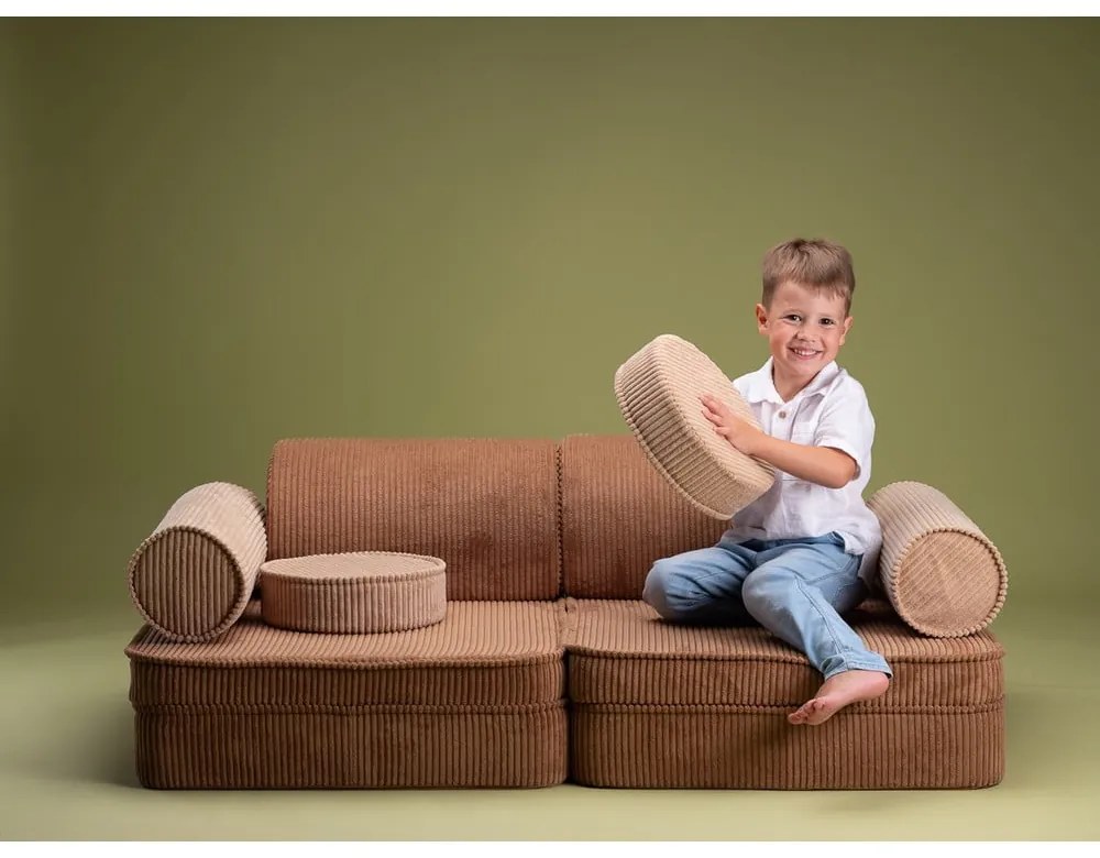 Brązowa sztruksowa sofa dla dzieci 132 cm Settee – Wigiwama