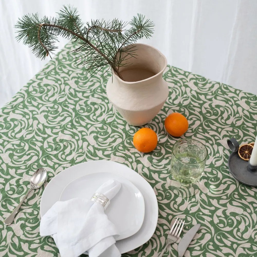 Lniany obrus 140x250 cm Evergreen Damask – Linen Tales