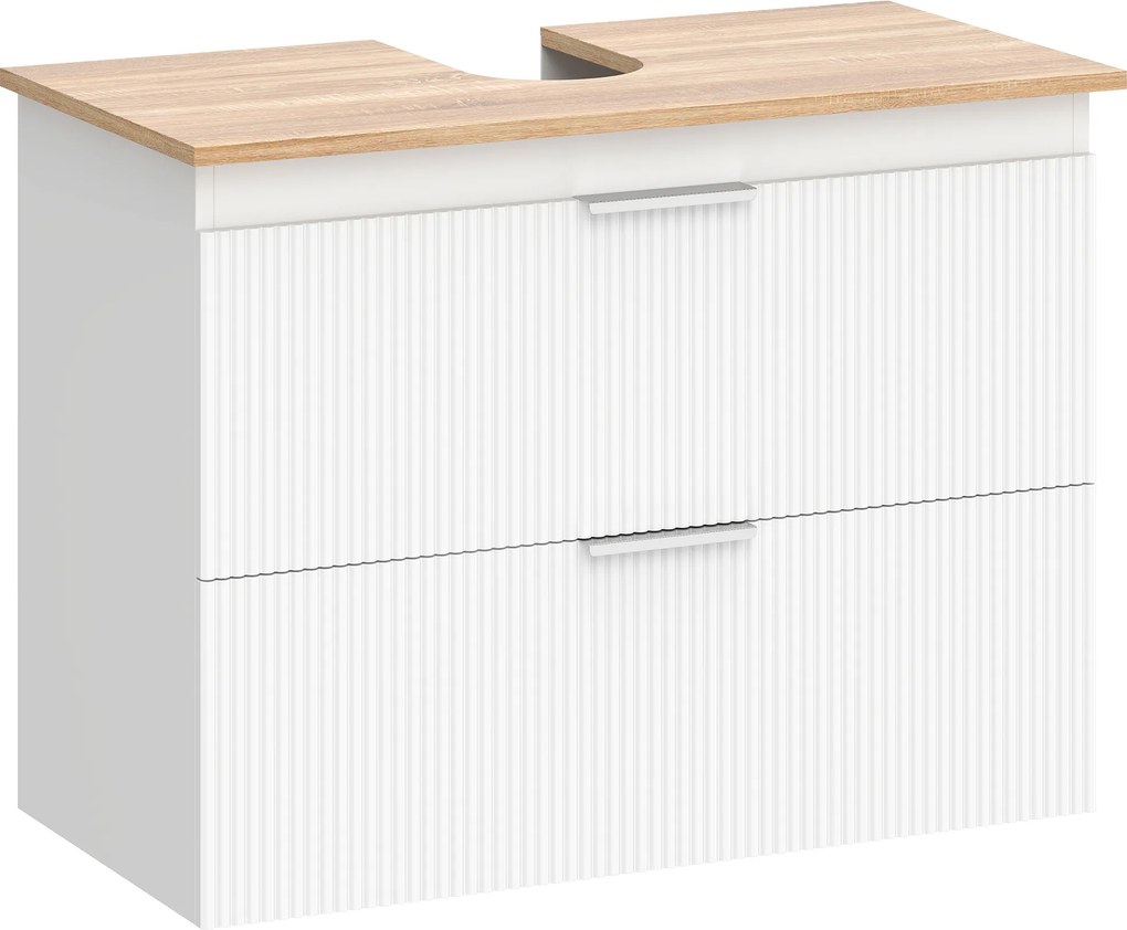 HOMCOM Szafka łazienkowa, 80 cm szafka z dwiema dużymi szufladami do umywalek z cokołem lub bez, Biała | Aosom PL