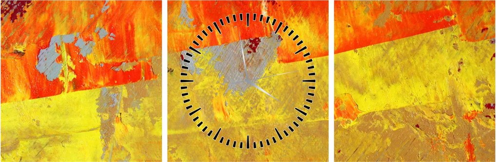 Obraz abstrakcji - malarstwo (z zegarem) (90x30 cm)