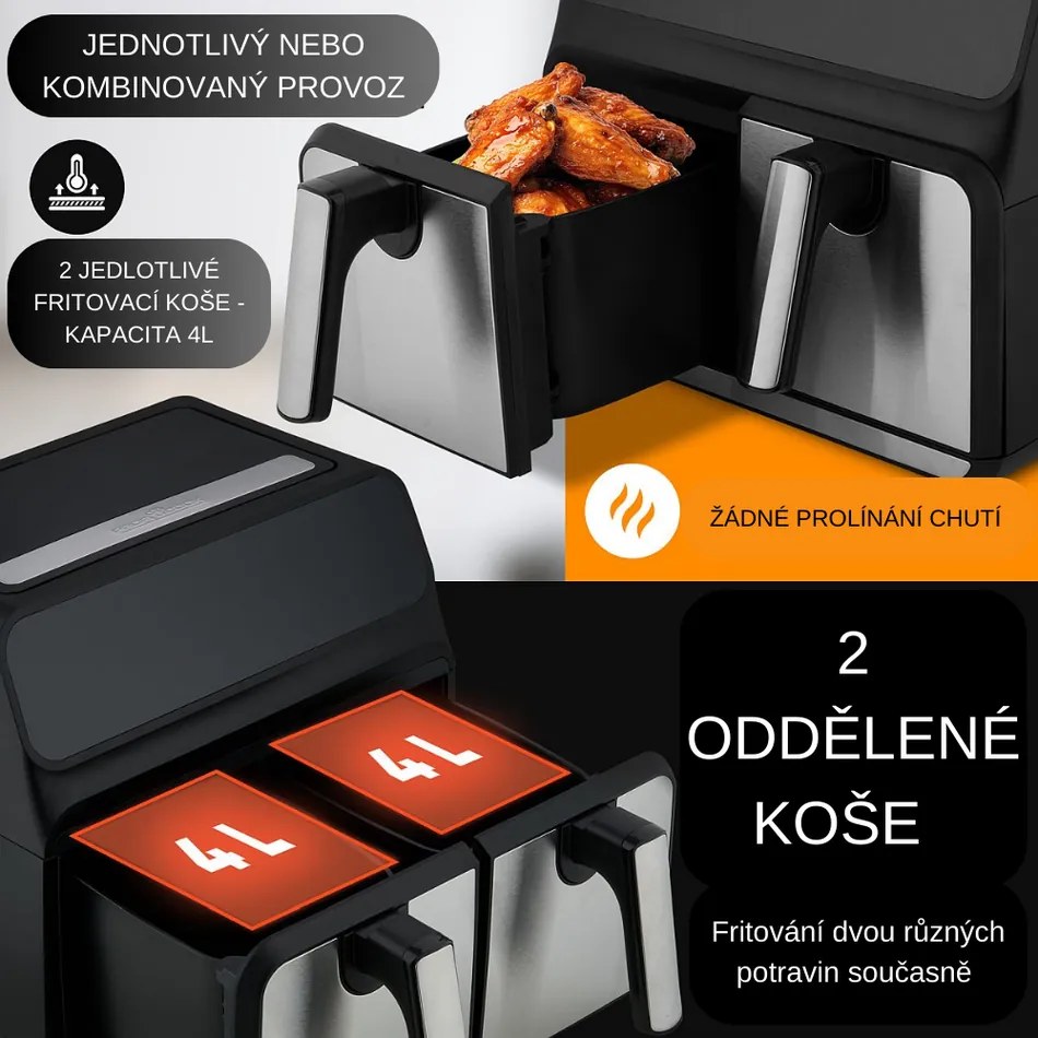 ProfiCook FR 1287 H podwójna frytkownicakonwekcyjna, 8 l