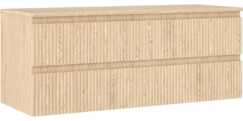 Mexen Rivel szafka łazienkowa podumywalkowa 120 cm z blatem, 2 szuflady, ryflowana , dąb - 91A20-12047-2-BFFC81
