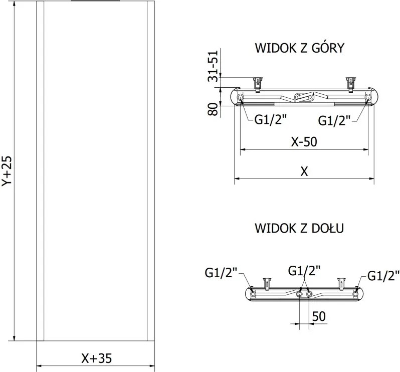 Mexen Flat VR20S grzejnik płytowy 2000 x 500 mm, podłączenie dolne środkowe, 1181 W, biały - W6VR20S-200-050-00