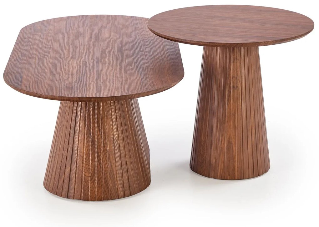 Mała ława okrągła orzechowa MDF 60/55 cm GISELA S