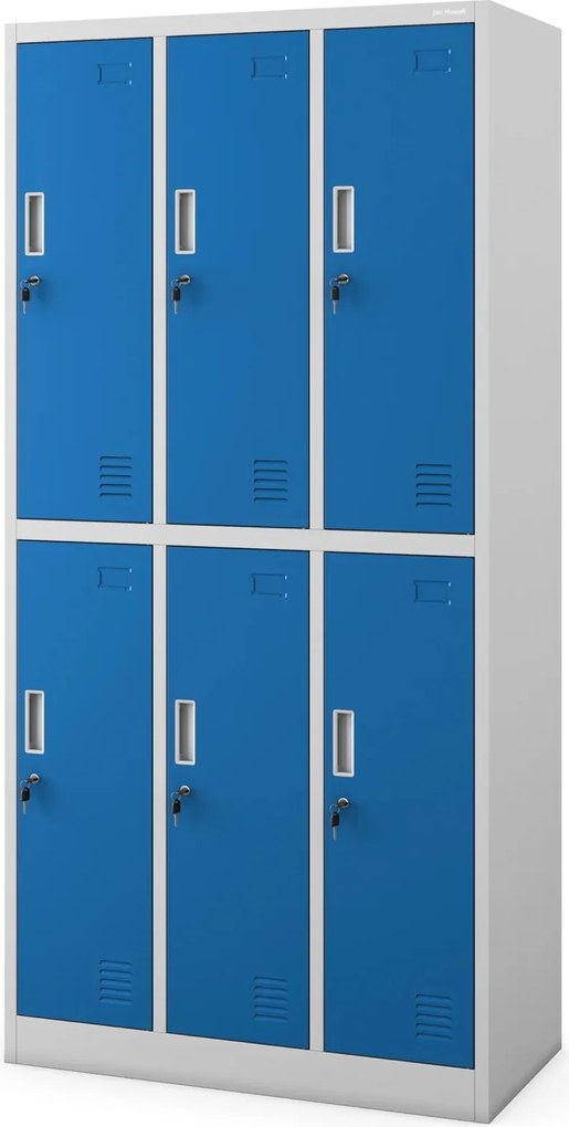 Szafa szkolna 6-skrytkowa Igor 90x45x185 cm szary/niebieski