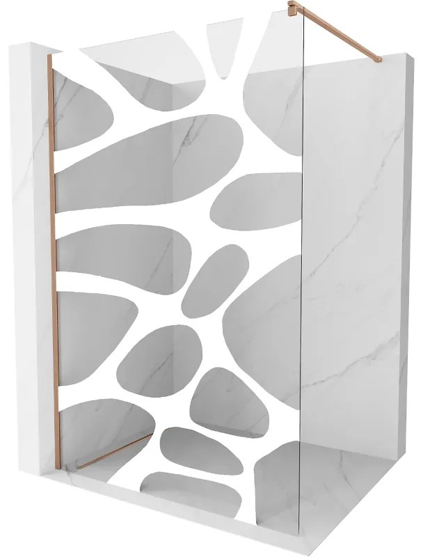 Mexen Kioto ścianka prysznicowa Walk-in 140 x 200 cm, biały wzór 8 mm, miedź szczotkowana - 800-140-101-65-97