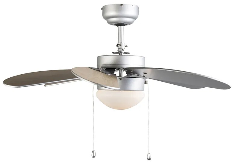Wentylator sufitowy z lampą stalowy z nadrukiem drewna 80 cm z przełącznikiem łańcuchowym - Fresh Nowoczesny Oswietlenie wewnetrzne