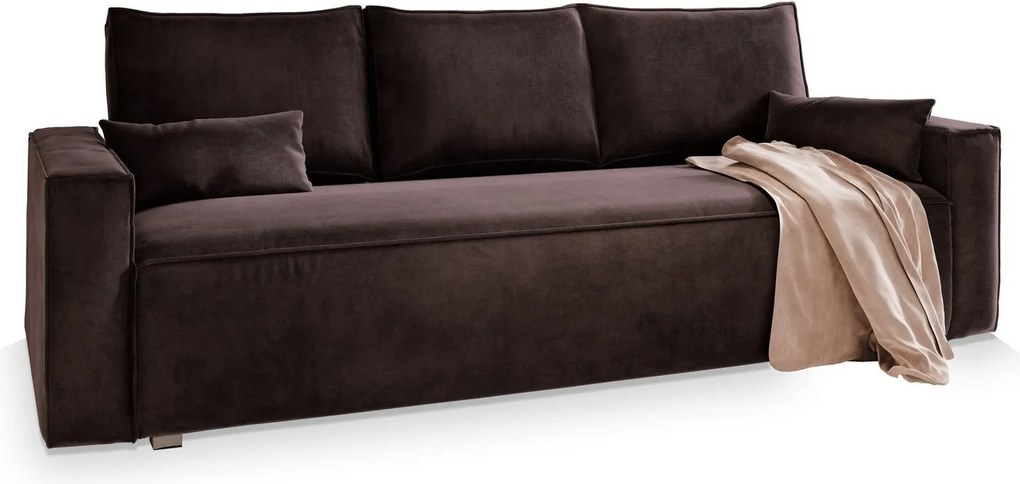 Masseno Sofa ALATRI z funkcją spania i pojemnikiem na pościel, Rozkładana sofa - Brązowy, MONOLITH 29