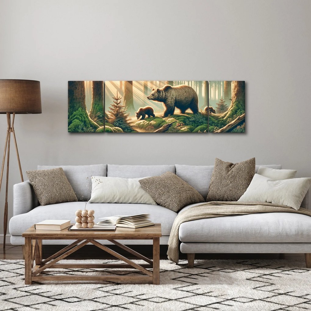 Obraz - Niedźwiedzie w lesie (170x50 cm)