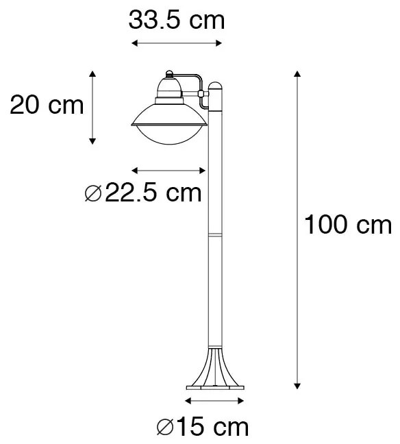 Zewnetrzna Nowoczesny słupek zewnętrzny czarny 100 cm IP44 - Marcel Nowoczesny Oswietlenie zewnetrzne