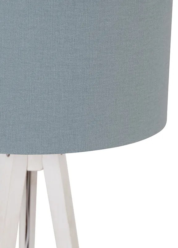 Lampa podłogowa trójnóg biała z abażurem w kolorze jasnoniebieskim 50 cm - Tripod Classic Nowoczesny Oswietlenie wewnetrzne