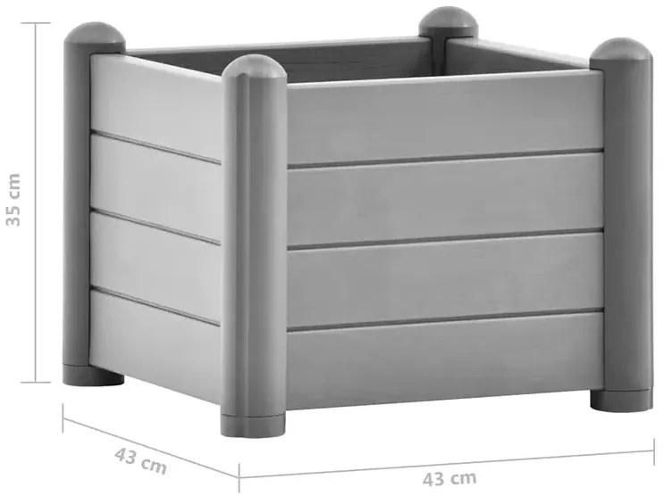 Szara kwadratowa donica ogrodowa D6-P35