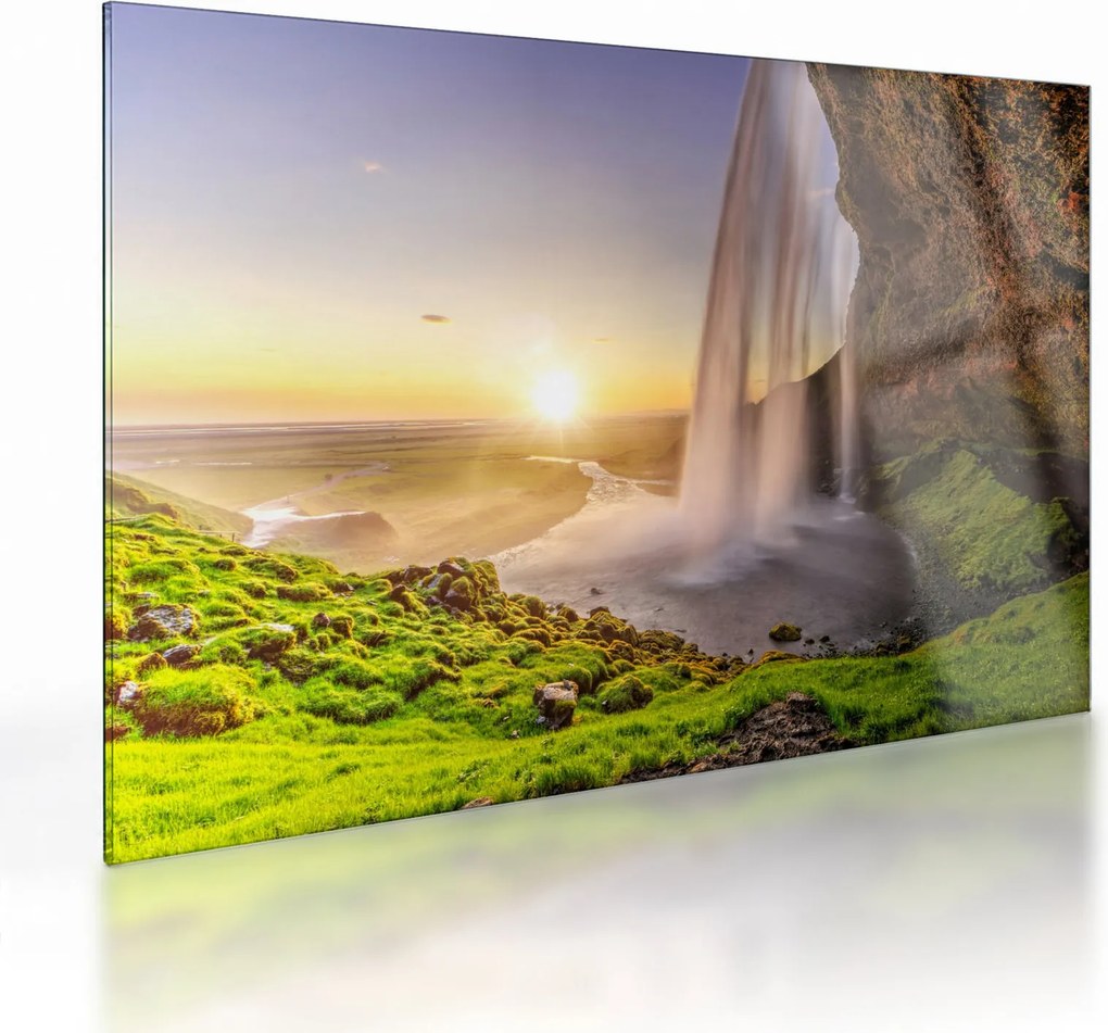 Obraz na szkle - Seljalandsfoss od tyłu jaskini (70x50 cm)