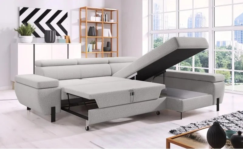 Narożnik MOLINA L układ L Prawostronny z funkcją spania w tkaninie CLOUD WERSAL