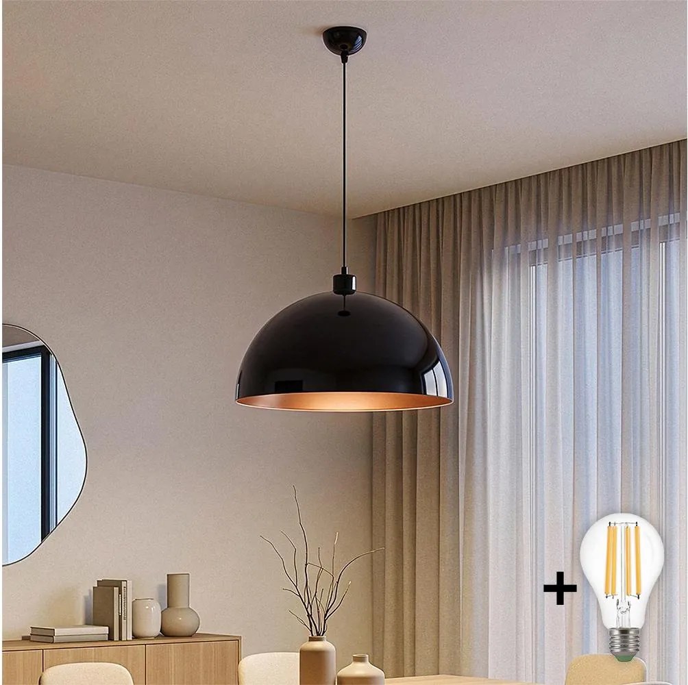 BRILAGI - Lampa LED wisząca na przewodzie METALO 1xE27/40W/230V Ø 40 cm czarny/miedziany