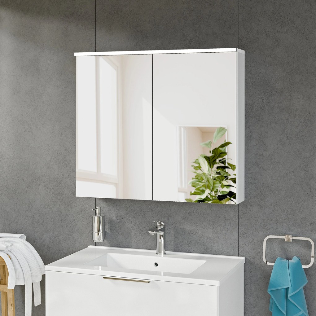 Szafka łazienkowa SOLO z oświetleniem LED i lustrem 80 cm