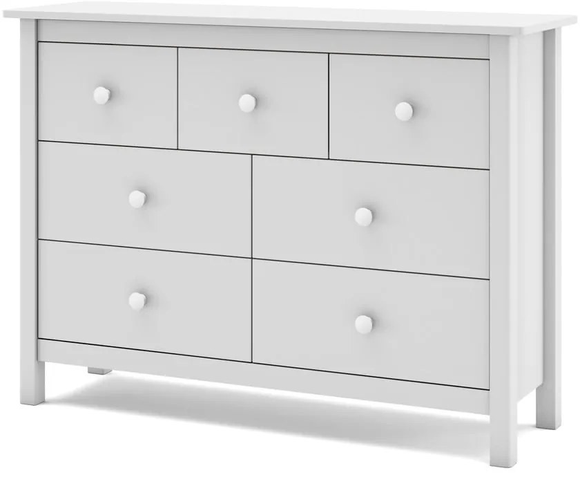 Biała niska komoda dziecięca z drewna sosnowego 110x80 cm Max – Marckeric