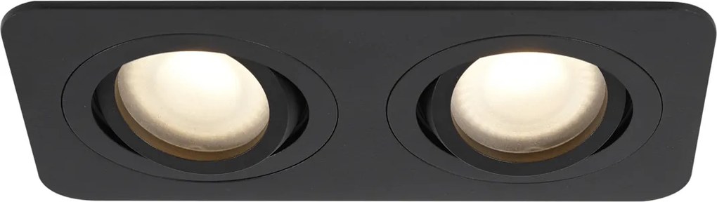 Zestaw 6 okrągłych reflektorów wpuszczanych czarnych GU10 50mm obrotowych i przechylanych IP44 2-punktowe - Alberto